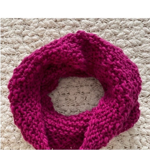 New hand knit women’s eco organic cotton pink neck warmer/ cowl OS - Picture 5 of 6